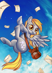 Size: 1024x1448 | Tagged: safe, artist:sprucie, derpy hooves, pegasus, pony, female, mail, mare, plot, solo, underhoof