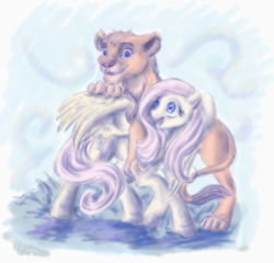 Size: 696x668 | Tagged: safe, artist:remains, fluttershy, pegasus, pony, crossover, disney, simba, the lion king