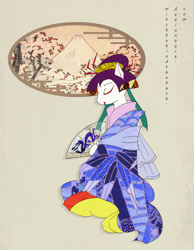 Size: 1024x1322 | Tagged: safe, artist:witchbehindthebush, rarity, pony, unicorn, clothes, geisha, solo