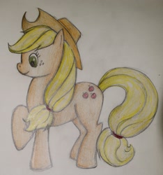 Size: 2365x2531 | Tagged: safe, artist:blindfaith-boo, applejack, earth pony, pony, raised hoof, solo, traditional art