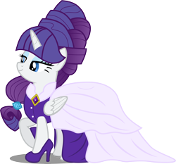 Size: 9719x9049 | Tagged: safe, artist:atomicmillennial, rarity, alicorn, pony, absurd resolution, alicornified, alternate hairstyle, clothes, dress, princess rarity, race swap, raricorn, solo