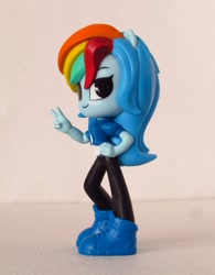 Size: 1007x1292 | Tagged: safe, artist:whatthehell!?, derpibooru import, rainbow dash, better together, equestria girls, clothes, doll, equestria girls minis, irl, jacket, pants, photo, shoes, shorts, smiley face, toy, ultra minis