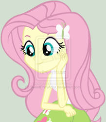 Size: 600x689 | Tagged: safe, artist:sweetalicous, fluttershy, equestria girls, solo, watermark