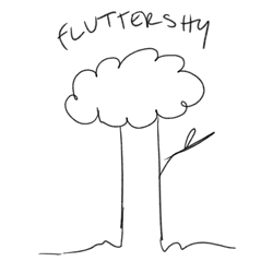 Size: 600x600 | Tagged: safe, artist:egophiliac, fluttershy, fluttertree, joke, monochrome, no pony, solo, tree