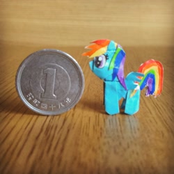 Size: 2160x2160 | Tagged: safe, artist:phoenixrk49, derpibooru import, rainbow dash, pegasus, pony, coin, female, mare, origami, solo, yen