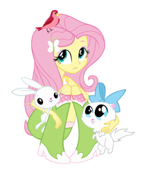 Size: 5000x6003 | Tagged: safe, artist:tardisbrony, fluttershy, bird, cat, rabbit, equestria girls, absurd resolution, simple background, transparent background, vector