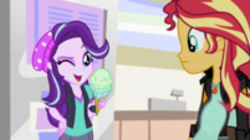 Size: 600x337 | Tagged: safe, edit, edited screencap, screencap, starlight glimmer, sunset shimmer, comic:a new change, equestria girls, mirror magic, spoiler:eqg specials, pregnant, pregnant edit, teen pregnancy