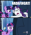 Size: 1280x1440 | Tagged: safe, derpibooru import, edit, edited screencap, screencap, rarity, twilight sparkle, pony, unicorn, games ponies play, a christmas story, hub logo, image macro, insulting rarity, meme