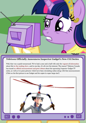 Size: 564x800 | Tagged: safe, derpibooru import, twilight sparkle, twilight sparkle (alicorn), alicorn, pony, female, inspector gadget, mare, tv meme