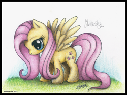 Size: 1063x794 | Tagged: safe, artist:boltonartist, fluttershy, pegasus, pony, female, mare, solo, traditional art