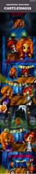 Size: 800x3880 | Tagged: safe, artist:whatthehell!?, edit, adagio dazzle, sunset shimmer, gargoyle, comic:equestria ventures, equestria girls, castlevania, comic, doll, equestria girls minis, food, forest, gate, graveyard, irl, japanese, lantern, mansion, moon, night, photo, road, rope, sunset sushi, sushi, textless, toy, truck