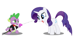 Size: 900x477 | Tagged: safe, artist:resistance-of-faith, rarity, spike, dragon, pony, unicorn, diamond, female, horn, male, mare