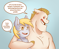 Size: 1280x1048 | Tagged: safe, artist:raph13th, bulk biceps, derpy hooves, pegasus, pony, comic:built for power, female, mare, underp