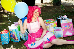 Size: 721x476 | Tagged: safe, artist:spwinkles, pinkie pie, human, balloon, cosplay, irl, irl human, photo