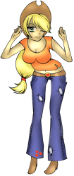 Size: 814x1942 | Tagged: safe, artist:xxxskyvarivaraxxx, applejack, human, humanized, simple background, solo