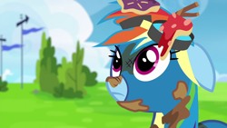 Size: 1280x720 | Tagged: safe, derpibooru import, screencap, rainbow dash, pegasus, pony, newbie dash, rainbow trash, solo