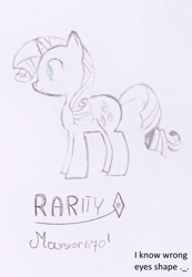 Size: 1275x1845 | Tagged: safe, artist:maxsior670, rarity, pony, unicorn, sketch, solo, traditional art