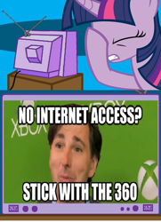 Size: 562x776 | Tagged: safe, derpibooru import, twilight sparkle, don mattrick, exploitable meme, facehoof, microsoft, tv meme, xbox 360, xbox one