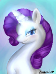 Size: 600x800 | Tagged: safe, artist:karousellia, rarity, pony, unicorn, female, horn, mare, solo, white coat