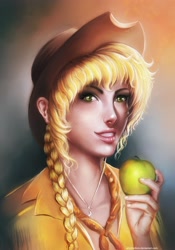 Size: 2722x3879 | Tagged: safe, artist:indiron, applejack, human, apple, humanized, obligatory apple, solo