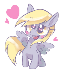 Size: 885x1033 | Tagged: safe, artist:k-nattoh, derpy hooves, pegasus, pony, blushing, female, happy, heart, mare, solo