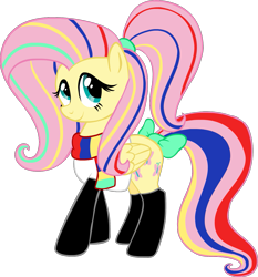 Size: 1281x1376 | Tagged: safe, artist:colossalstinker, fluttershy, pegasus, pony, clothes, cosplay, costume, crossover, don't hug me i'm scared, female, mare, notepad (dhmis), simple background, smiling, solo, transparent background