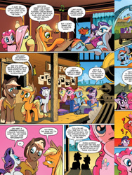 Size: 720x960 | Tagged: safe, artist:andypriceart, derpibooru import, idw, applejack, fluttershy, pinkie pie, rainbow dash, rarity, sheriff tumbleweed, twilight sparkle, twilight sparkle (alicorn), alicorn, earth pony, pegasus, pony, unicorn, spoiler:comic, spoiler:comic25, comic, female, idw advertisement, luggage, male, mane six, mare, official comic, preview, speech bubble, stallion, star (coat marking), suitcase