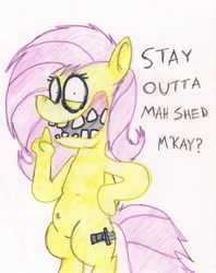 Size: 1491x1884 | Tagged: safe, artist:themaskedsoda, fluttershy, pegasus, pony, .mov, solo, suddenly hands