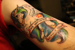 Size: 1095x730 | Tagged: safe, artist:auroriia, artist:spiggy-the-cat, princess celestia, irl, photo, tattoo