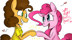 Size: 2000x1102 | Tagged: safe, artist:8-blit-poni, cheese sandwich, pinkie pie, earth pony, pony, pinkie pride, cheesepie, female, heart, male, shipping, straight