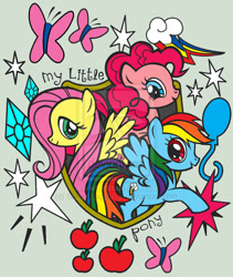 Size: 600x710 | Tagged: safe, artist:sailorusagichan, derpibooru import, fluttershy, pinkie pie, rainbow dash, earth pony, pegasus, pony, watermark