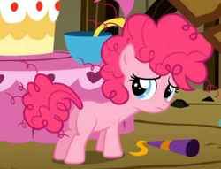 Size: 384x293 | Tagged: safe, screencap, pinkie pie, earth pony, pony, the cutie mark chronicles, blank flank, cropped, female, filly, filly pinkie pie, out of context, plot, sad, solo, younger