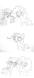 Size: 1920x4320 | Tagged: safe, artist:tjpones, derpibooru import, pinkie pie, rainbow dash, twilight sparkle, twilight sparkle (alicorn), alicorn, earth pony, pegasus, pony, unicorn, argument, black and white, comic, dialogue, female, grayscale, lineart, mare, monochrome, simple background, sparkles! the wonder horse!, traditional art, varying degrees of want, white background, why would you do that