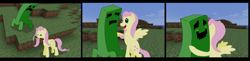 Size: 2775x675 | Tagged: safe, artist:philith, fluttershy, pegasus, pony, comic, creeper, minecraft