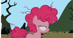 Size: 876x452 | Tagged: safe, screencap, pinkie pie, earth pony, pony, the cutie mark chronicles, blank flank, female, filly, filly pinkie pie, messy mane, solo, younger