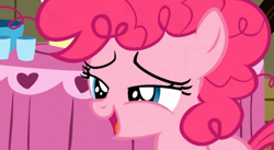 Size: 777x426 | Tagged: safe, pinkie pie, earth pony, pony, bedroom eyes, female, filly, pink coat, pink mane, pink tail, solo