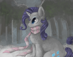 Size: 1030x805 | Tagged: safe, artist:maneribbons, rarity, pony, unicorn, clothes, scarf, solo