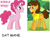 Size: 410x356 | Tagged: safe, bubble berry, cheese sandwich, pinkie pie, earth pony, pony, comic sans, comparison, rule 63