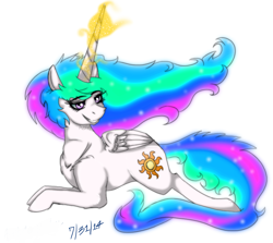 Size: 850x757 | Tagged: safe, artist:tiny hooves, princess celestia, alicorn, pony, bright, magic, solo