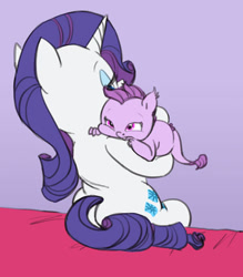 Size: 525x600 | Tagged: safe, artist:carnifex, rarity, oc, oc:lavender, dracony, hybrid, pony, unicorn, baby, interspecies offspring, offspring, parent:rarity, parent:spike, parents:sparity, plump, simple background