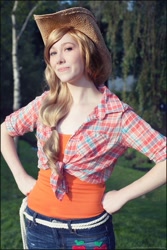 Size: 733x1100 | Tagged: safe, applejack, human, akicon, cosplay, irl, irl human, photo, solo