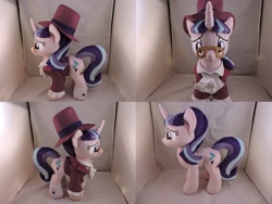 Size: 1597x1199 | Tagged: safe, artist:little-broy-peep, snowfall frost, starlight glimmer, pony, a hearth's warming tail, clothes, glasses, hat, irl, photo, plushie, solo, top hat