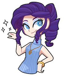 Size: 1632x1952 | Tagged: safe, artist:looji, rarity, human, alternate hairstyle, bracelet, clothes, humanized, necklace, ponytail, sleeveless turtleneck, solo, sweater