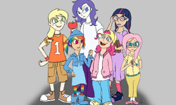 Size: 1440x864 | Tagged: safe, artist:mimtii, derpibooru import, applejack, fluttershy, pinkie pie, rainbow dash, rarity, twilight sparkle, human, ashley spinelli, clothes, converse, gretchen grundler, gus griswald, humane six, humanized, mane six, mikey blumberg, recess, shoes, t.j. detweiler, vince lasalle