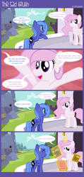 Size: 3999x8414 | Tagged: safe, artist:claritea, princess celestia, princess luna, alicorn, pony, book, cewestia, comic, cute, eyes closed, filly, frown, leaning, magic, nervous, open mouth, smiling, sweatdrop, telekinesis, unamused, woona, younger