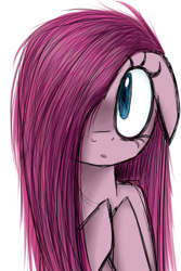 Size: 359x536 | Tagged: safe, artist:wubcakeva, pinkie pie, earth pony, pony, floppy ears, hair over one eye, pinkamena diane pie, shocked, solo