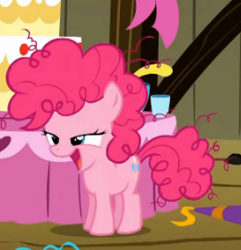 Size: 261x271 | Tagged: safe, screencap, pinkie pie, earth pony, pony, the cutie mark chronicles, filly, lidded eyes, messy mane, solo