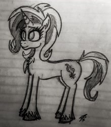 Size: 1932x2206 | Tagged: safe, artist:palmartz44, starlight glimmer, pony, unicorn, lined paper, monochrome, solo, traditional art