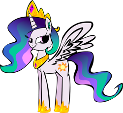 Size: 1280x1177 | Tagged: safe, artist:mushroomcookiebear, princess celestia, alicorn, pony, female, looking at you, mare, simple background, smiling, smirk, solo, spread wings, transparent background, vector