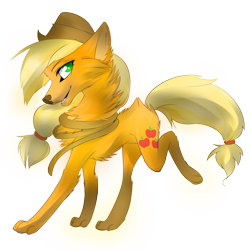 Size: 1181x1181 | Tagged: safe, artist:affanita, applejack, wolf, simple background, solo, species swap, wolfified, wolfjack